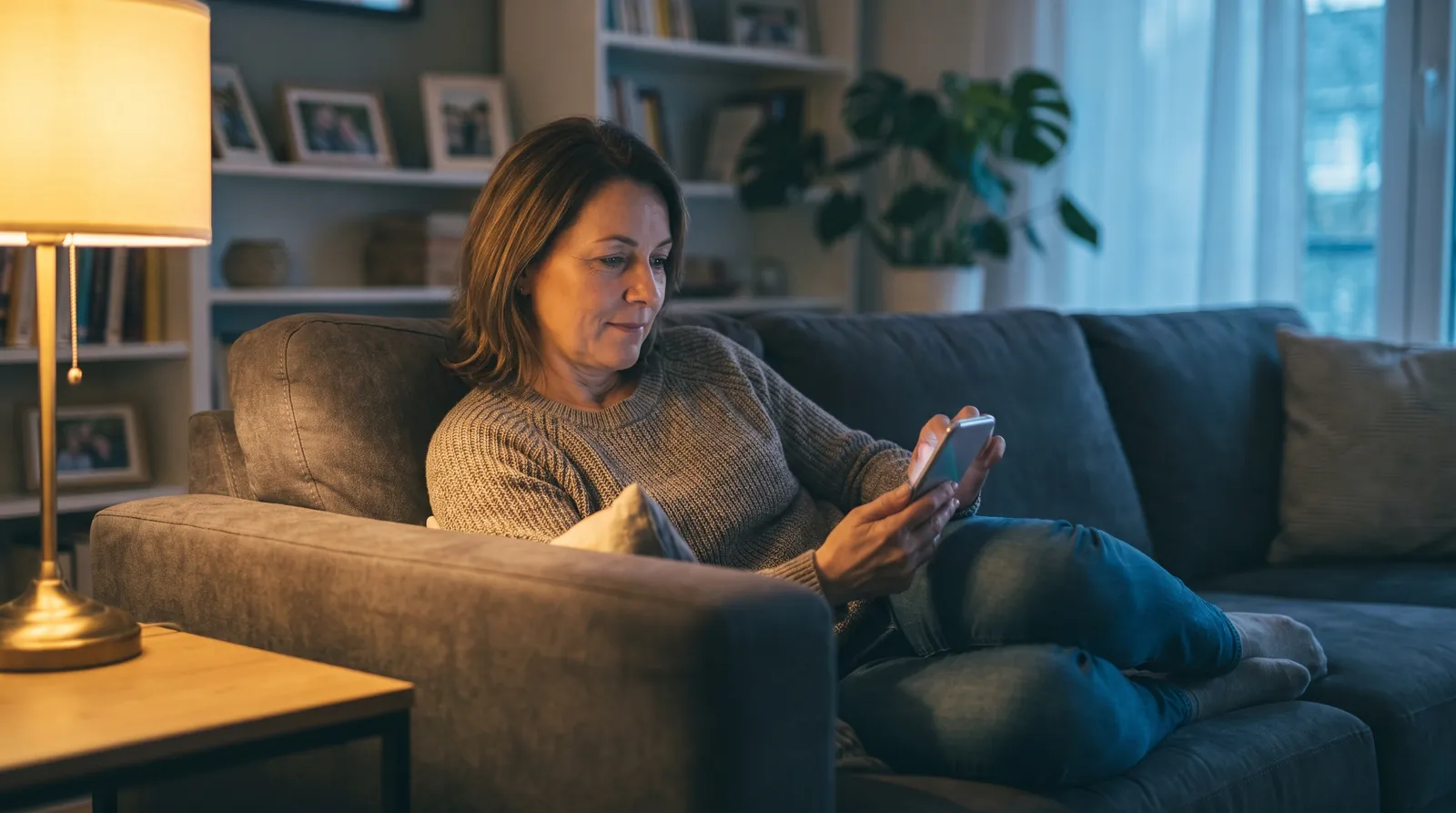 Future cliente consultant le site d'une entreprise du bâtiment sur son smartphone — création site internet artisan